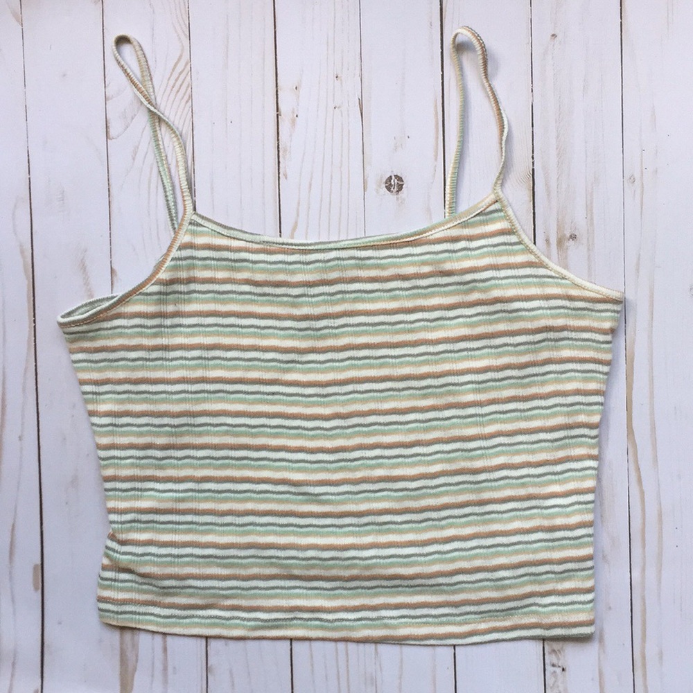 Stripped Neutral Cami Crop Top -90s inspired